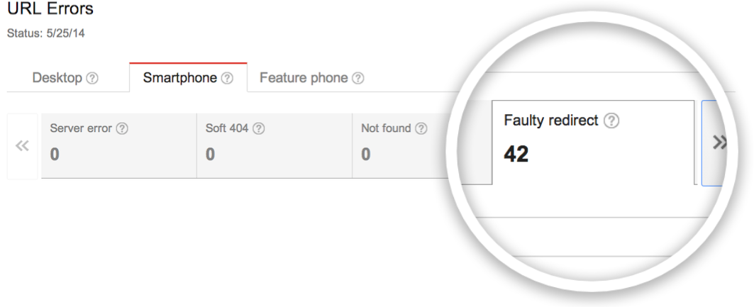faulty redirects webmaster tools